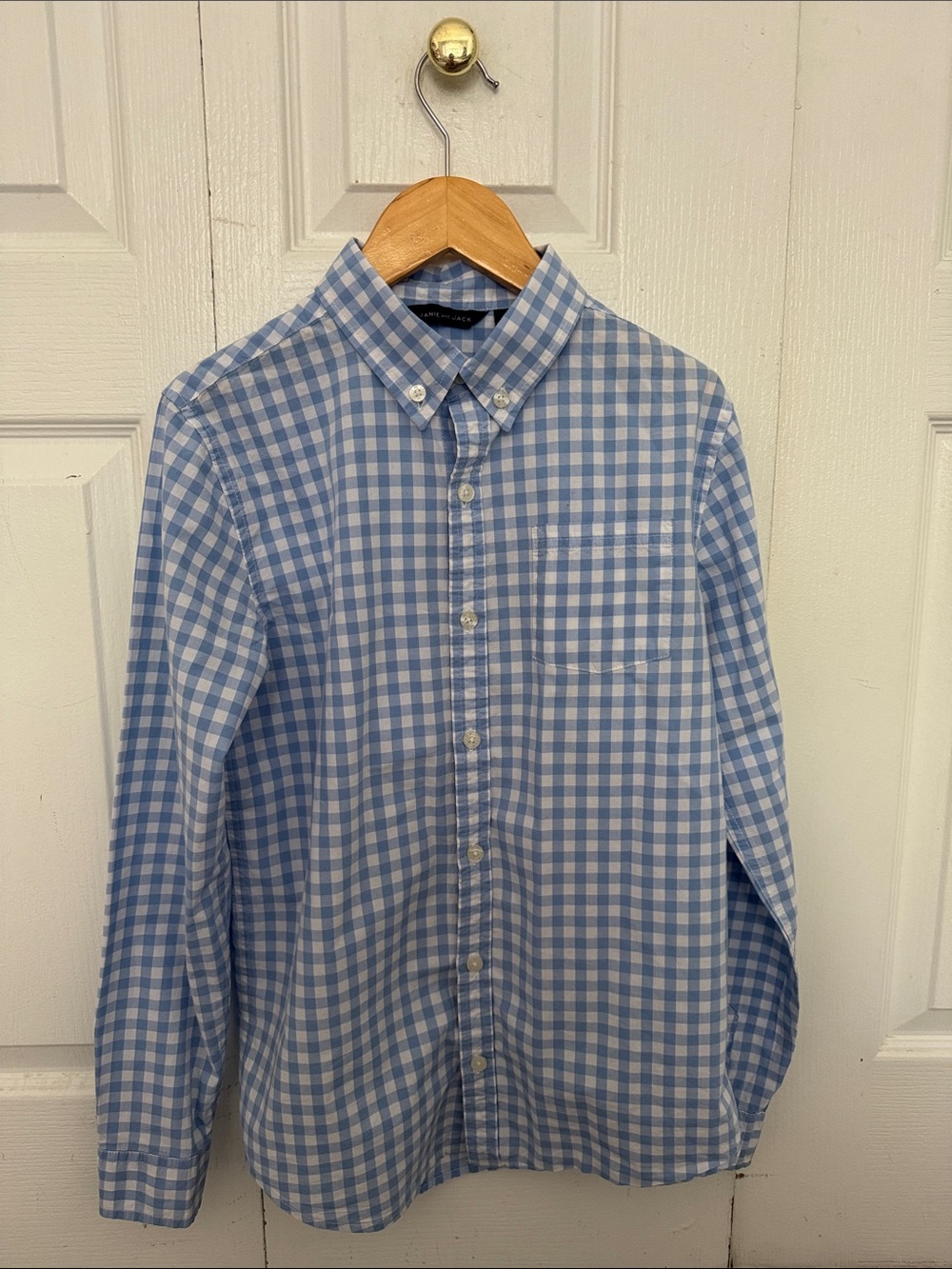 Janie and Jack  Blue Gingham Button-Down Shirt Gingham size 14 Boy